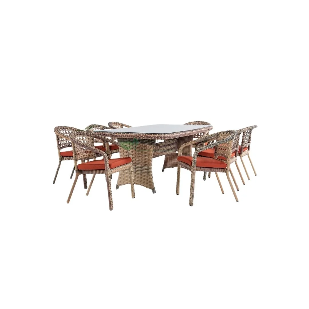 Latte Rattan 8 Kişilik Yemek Grubu